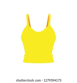 Camisole yellow graphic jacket vector icon. Mama flat dress pretty body front view