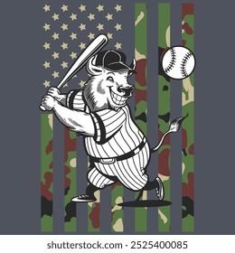 Camo American Flag Baseball Bison USA Camiseta de regalo