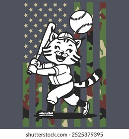 Camo American Flag Baseball Bobcat USA Camiseta de regalo