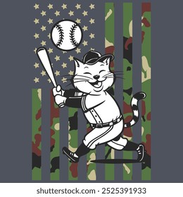 Camo American Flag Baseball Cat USA Camiseta de regalo