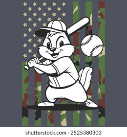 Camo American Flag Baseball Chipmunk USA Camiseta de regalo