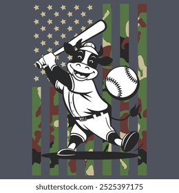 Camo American Flag Baseball Cow USA Camiseta de regalo