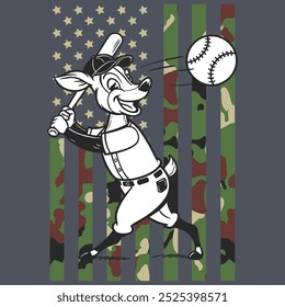 Camo American Flag Baseball Deer USA Camiseta de regalo