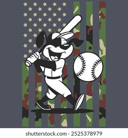 Camo American Flag Baseball Dog USA Camiseta de regalo