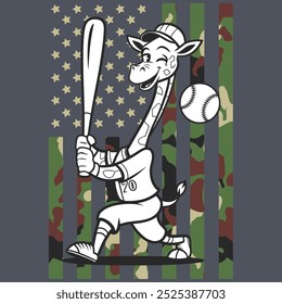 Camo American Flag Baseball Giraffe USA Camiseta de regalo