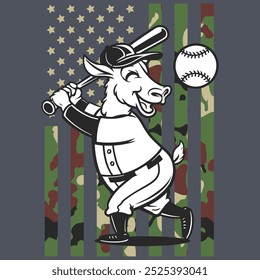 Camo American Flag Baseball Goat USA Camiseta de regalo