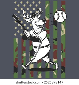 Camo American Flag Baseball Horse USA Camiseta de regalo