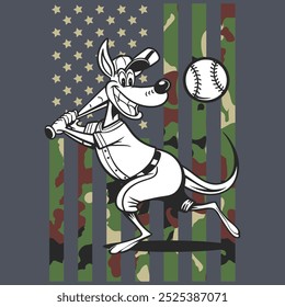 Camo American Flag Baseball Kangaroo USA Camiseta de regalo