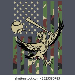 Camo American Flag Baseball Osprey USA Camiseta de regalo