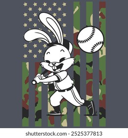 Camo American Flag Baseball Rabbit USA Camiseta de regalo