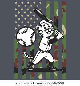 Camo American Flag Baseball Tiger USA Camiseta de regalo