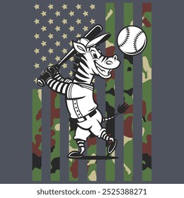 Camo American Flag Baseball Zebra USA Camiseta de regalo