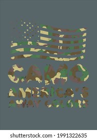 Camo Americas Away Colors Funny Camouflage 4th Of July Armee design vector illustration for use in design and print poster canvas