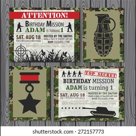 Camo Army Birthday Invitation 