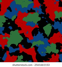 camo army red gree blue black pattern