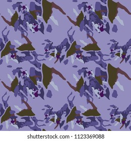 Camo background in different shades of violet, brown and green colors