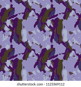 Camo background in different shades of violet, brown and green colors