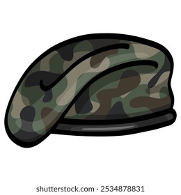 Camo Beret Military Camouflage Headgear Vector Illustration