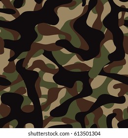 Camo, Camouflage pattern background seamless vector illustration. Military camo camouflage seamless pattern. Woodland style camo, camouflage pattern. Classic clothing style masking camo repeat print.