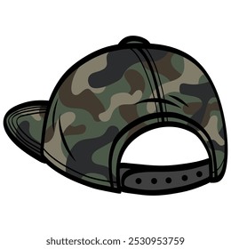 Camo Hat Military Cap Backward Vector Illustration