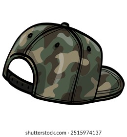 Camo Hat Military Cap Snapback Camouflage Backward Vector Illustration