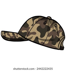 Camo Hat Snapback Camouflage Cap Vector Illustration