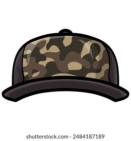 Camo Hat Camionero Camuflaje Militar Cap Ilustración vectorial