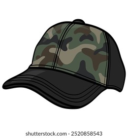 Ilustración vectorial de gorra militar de camuflaje de camionero de sombrero de camuflaje