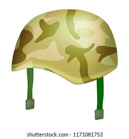 Camo helmet mockup. Realistic illustration of camo helmet vector mockup for web design isolated on white background