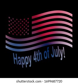 Camo illustration in national USA colors - white, red and navy blue and inscription Happy 4th of July. Independence Day seamless pattern. Backdrop image, print or holiday wallpaper with stars on a fla
