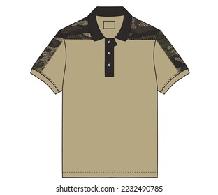 Camo pattern design. Forest design. Camouflage polo shirt. Polo flat vector design. Forest clothing design.