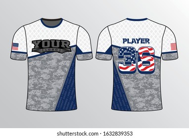 CAMO AND PATTERN MIX WITH FLAG THEME NUMBERS ON BACK SOLDIER SHIRT