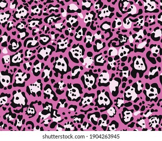 Camo Seamless Pattern Dark White Spots Pink Background Leopard Skin Abstract camo. Print on fabric, vector graphics