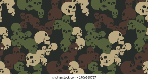 Camo Seamless Pattern Skulls Camouflage Green Stock Vector (Royalty