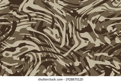 
Camo texture for army clothing. Zebra stylish safari camo background. Soldier sand brown and beige camouflaging seamless pattern. Military textile for print. Vector wallpaper