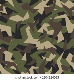 Camo texture geometric seamless pattern. Abstract modern camouflage endless background for military and hunting. Fabric and fashion ornament. Vector illustration.