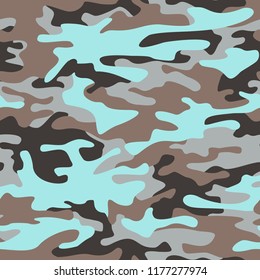 Camo texture seamless pattern. Abstract modern repeating military camouflage ornament for fabric and fashion print. Vector background.