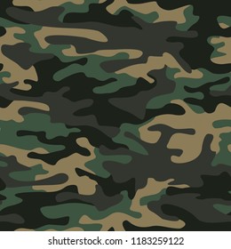 Camo texture seamless pattern. Abstract modern repeating military camouflage ornament for fabric and fashion print. Vector background.