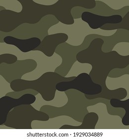 Camo Texture Seamless Pattern. Abstract Mdoern Endless Military Camouflage Ornament. Vector Background.