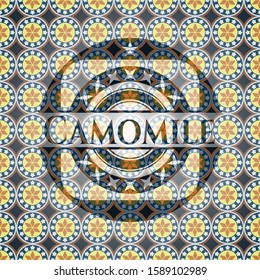 Camomile arabesque style badge. arabic decoration.