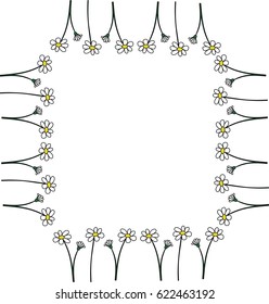 Camomile or daisy flowers vector design for a blanket, napkin or tissue. Floral pattern in a square.