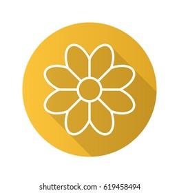 Camomile flat linear long shadow icon. Flower. Vector line symbol
