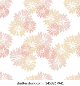 Camomile flower pattern in doodle style. Element decorative floral. Summer wallpaper. Vintage vector card. Flower background.