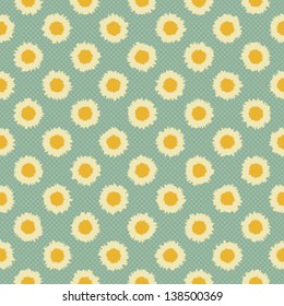Camomile polka dot. Seamless pattern. Vector.
