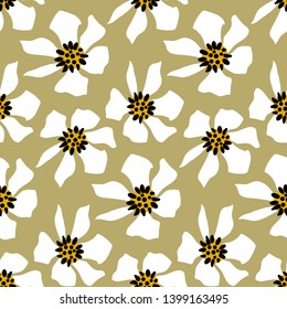 camomile seamless pattern vector floral design primitive scandinavian