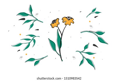 Camomile set. White daisy chamomile icon. Growing concept. Flat design. Isolated. Vector illustration