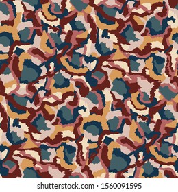 Camouflage All Over Print Playful Vector Texture. Modern Animal Skin Hand Drawn. Seamless Non Print Marbled Pattern Background.  All Over Tile EPS 10