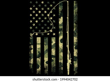 Camouflage American Flag Fishing Lovers Fisherman for POD site