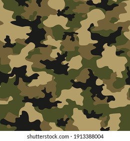 
Camouflage army green vector background. Forest texture. Classic pattern. Fashionable design. EPS