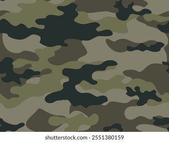 

camouflage army khaki pattern seamless military background, vector shape texture, hunting design repeat